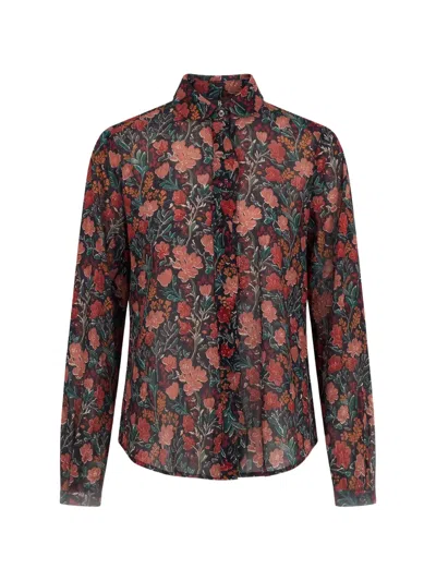 R13 Shrunken Floral-print Ruffled Shirt In Multi