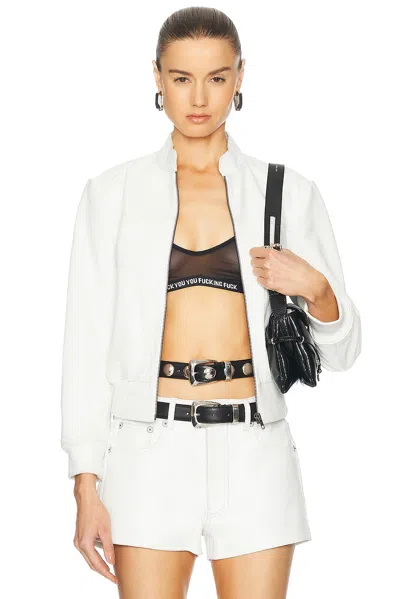 R13 Shrunken Leather Jacket In Crackle White