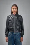 R13 Shrunken Leather Jacket With Stand Collar In Black