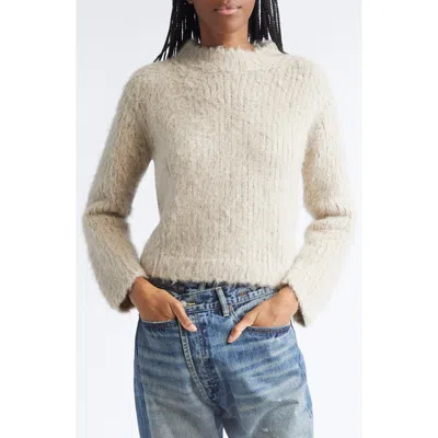R13 Shrunken Mock Neck Alpaca Blend Sweater In Neutral