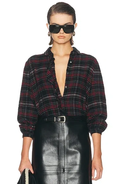 R13 Shrunken Ruffle Shirt In Black