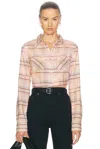 R13 Shrunken Workshirt In Pink Overdyed Plaid In Pink Overdyed Plaid