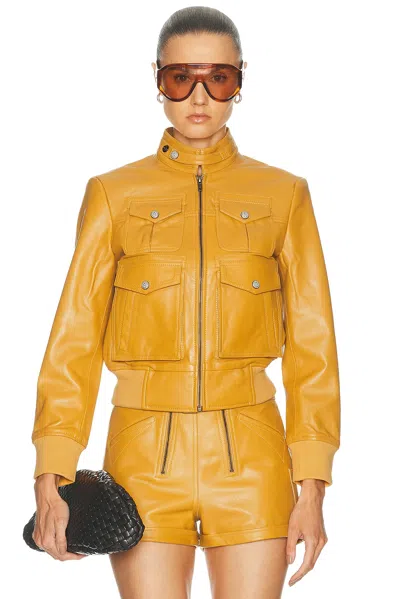 R13 Shrunken Zip Up Leather Jacket In White