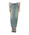 R13 Side Slit Denim Skirt In Gray