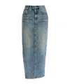 R13 Side Slit Denim Skirt In Gray