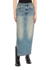R13 Side Slit Denim Skirt In Blue