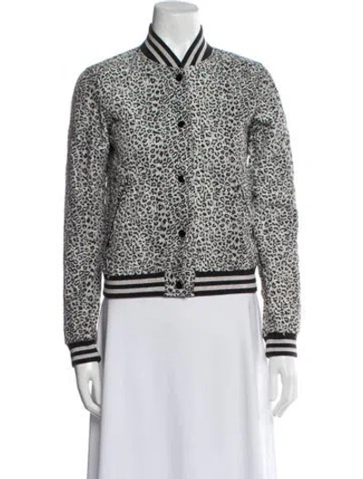 Pre-owned R13 Silk Animal Print Bomber Jacket In Black
