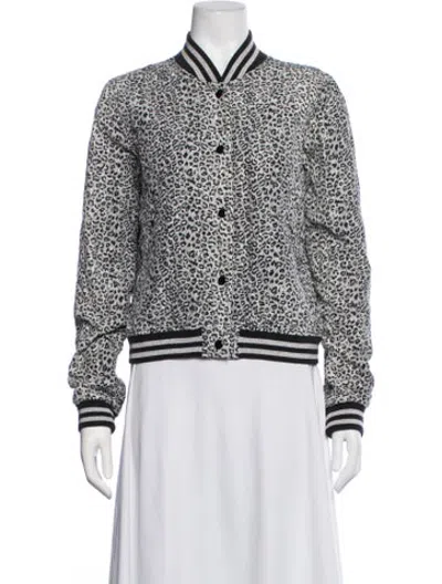 Pre-owned R13 Silk Animal Print Bomber Jacket In Grey