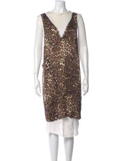 Pre-owned R13 Silk Animal Print Romper In Neutral