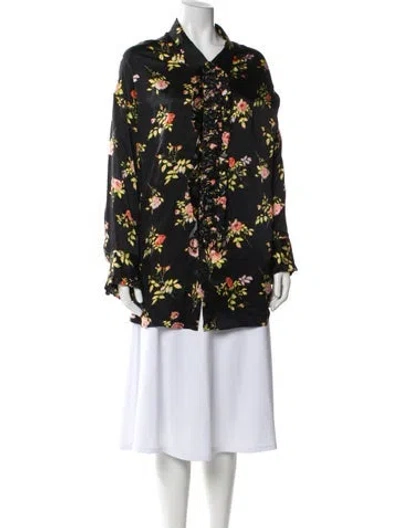Pre-owned R13 Silk Floral Print Blouse In Black