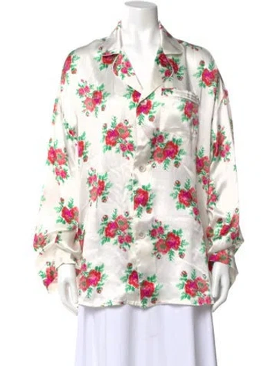 Pre-owned R13 Silk Floral Print Button-up Top In Neutral