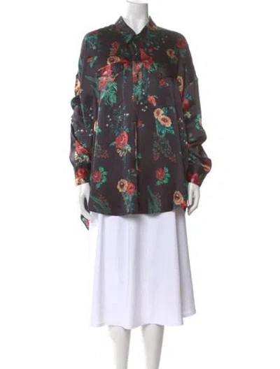 Pre-owned R13 Silk Floral Print Button-up Top In Purple
