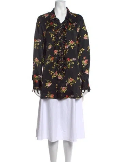 Pre-owned R13 Silk Floral Print Top In Black