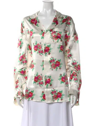 Pre-owned R13 Silk Floral Print Top In Neutral