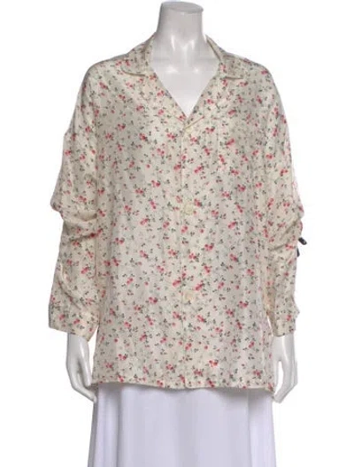 Pre-owned R13 Silk Floral Print Top In Neutral