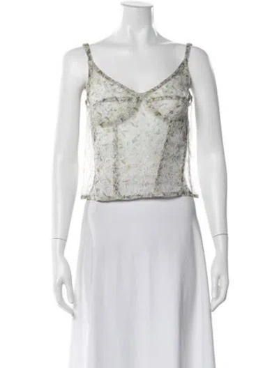 Pre-owned R13 Silk Floral Print Top In Neutral