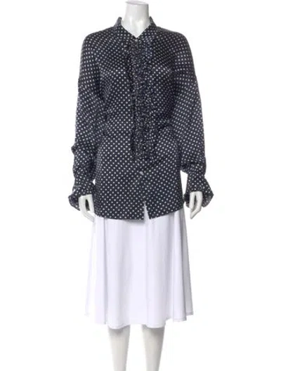 Pre-owned R13 Silk Graphic Print Blouse In Blue