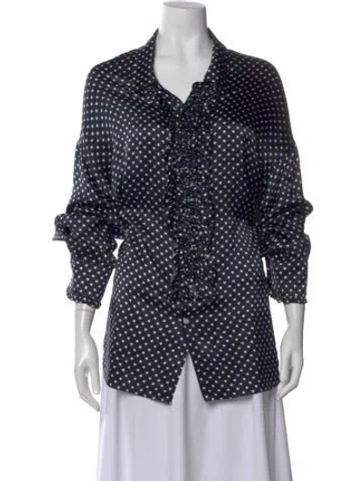 Pre-owned R13 Silk Graphic Print Blouse In Blue
