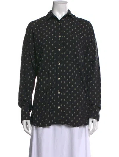 Pre-owned R13 Silk Graphic Print Button-up Top In Black