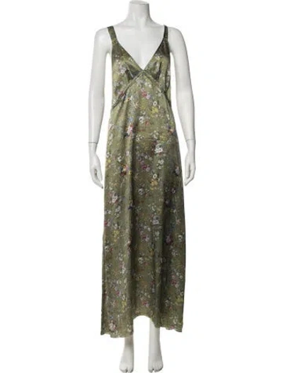 Pre-owned R13 Silk Long Dress In Green