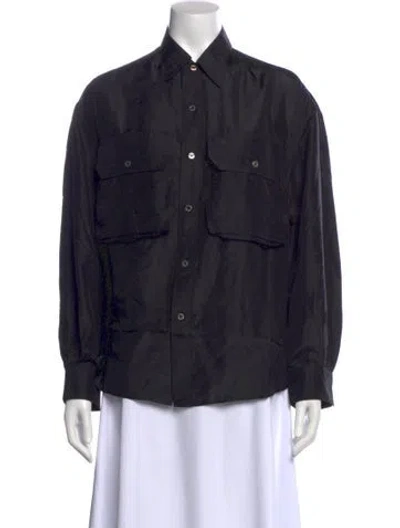 Pre-owned R13 Silk Long Sleeve Button-up Top In Black