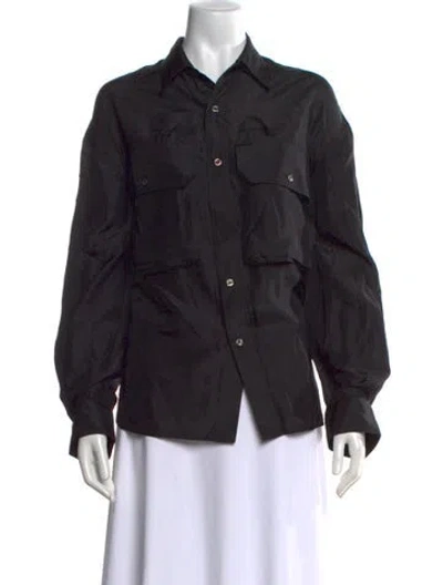Pre-owned R13 Silk Long Sleeve Button-up Top In Black