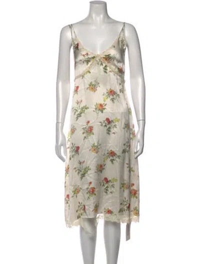 Pre-owned R13 Silk Midi Length Dress In Neutrals/white