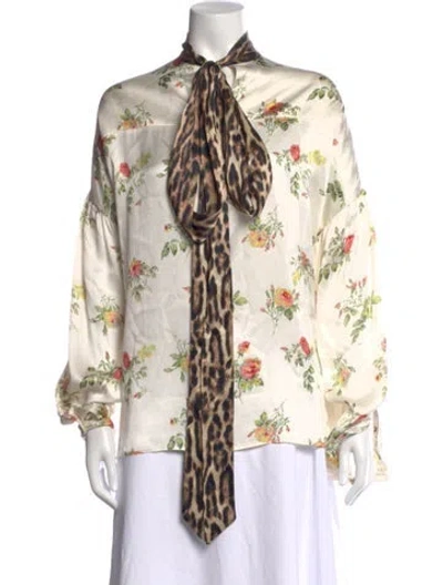 Pre-owned R13 Silk Plaid Print Button-up Top In Neutrals