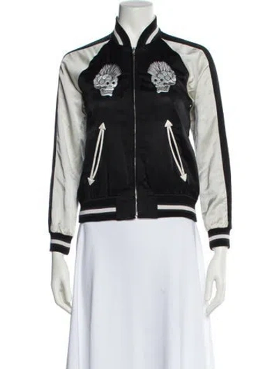 Pre-owned R13 Silk Printed Bomber Jacket In Black