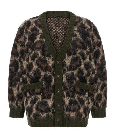 R13 Single-breasted Knit Cardigan In Brown
