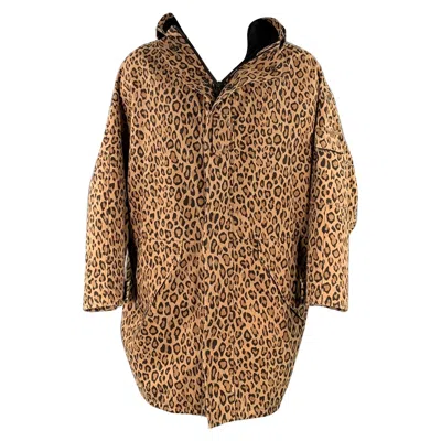 Pre-owned R13 Size S Tan Black Animal Print Oversized Hooded Parka Coat