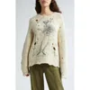 R13 Destroyed Pullover With Skeleton Print. In Cream