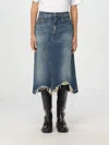 R13 Jesse Distressed Denim Midi Skirt In Blau