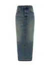 R13 Devon Side Slit Skirts Blue In Blue