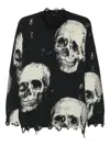 R13 Skull-print Frayed Sweater In Multi