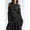 R13 Slashed Cotton Sweater In Black With Pins