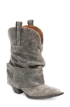 R13 Sleeve Cowboy Boot In Distressed Black
