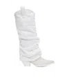 R13 White Mid Cowboy Denim Sleeve Boots