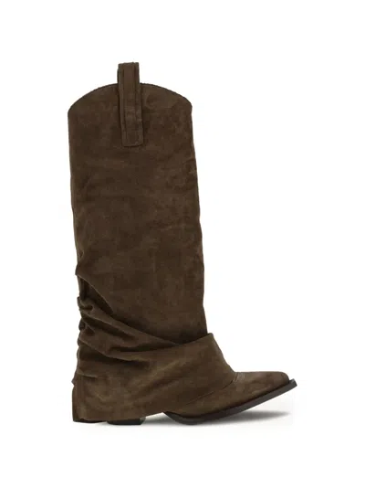 R13 Sleeve-detail Cowboy Boots In Brown