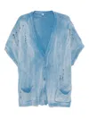 R13 Blue Sleeveless Boxy Cardigan Minidress