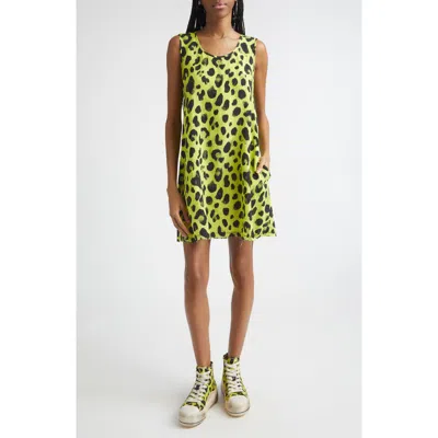 R13 Sleeveless Cheetah Print Cupro Mini Slipdress In Green