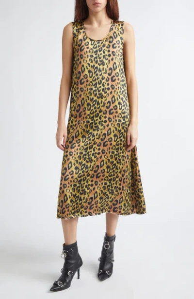 R13 Sleeveless Leopard Print Midi Dress In Brown