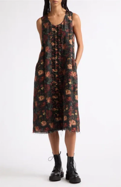 R13 Sleeveless Midi Dress With Ruffles In Multi