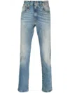 R13 Slim-fit Stonewashed Jeans In 蓝色