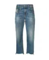 R13 Boy Straight Cropped Frayed Mid-rise Straight-leg Jeans In Blue