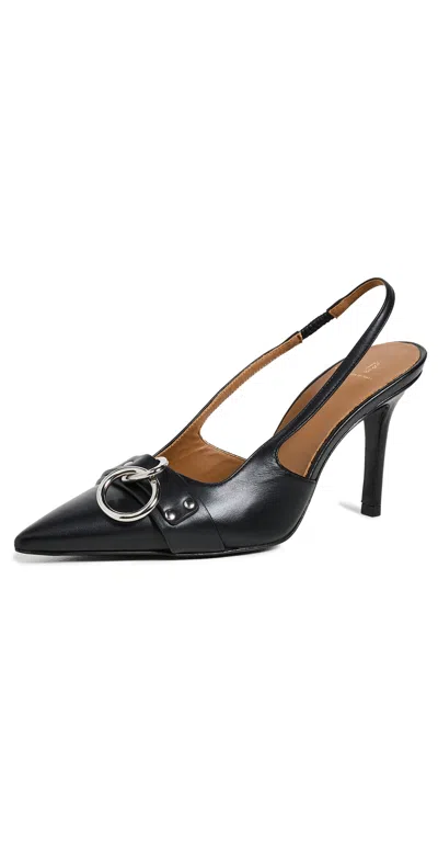 R13 Sling Back Heels With Ring In Black