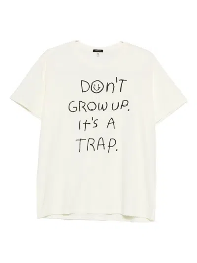 R13 Smiley-face Slogan-print T-shirt In White