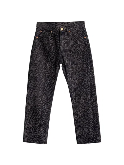 R13 Snake-jacquard Jeans In Black
