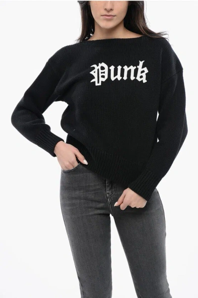 R13 Shrunken Cotton Jumper In Black