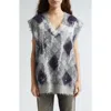 R13 Argyle-knit Vest In Grey/green Argyle